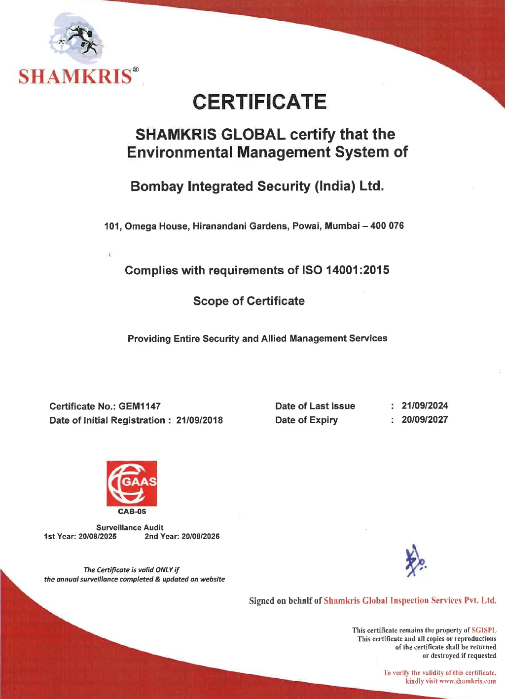 ISO Certificate