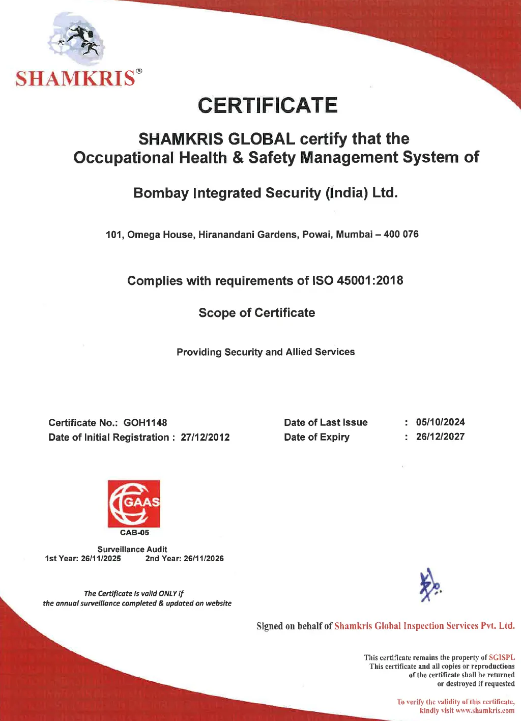 ISO Certificate
