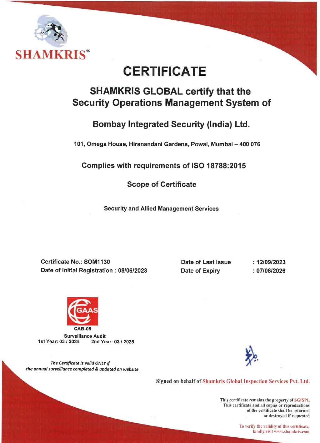 ISO Certificate