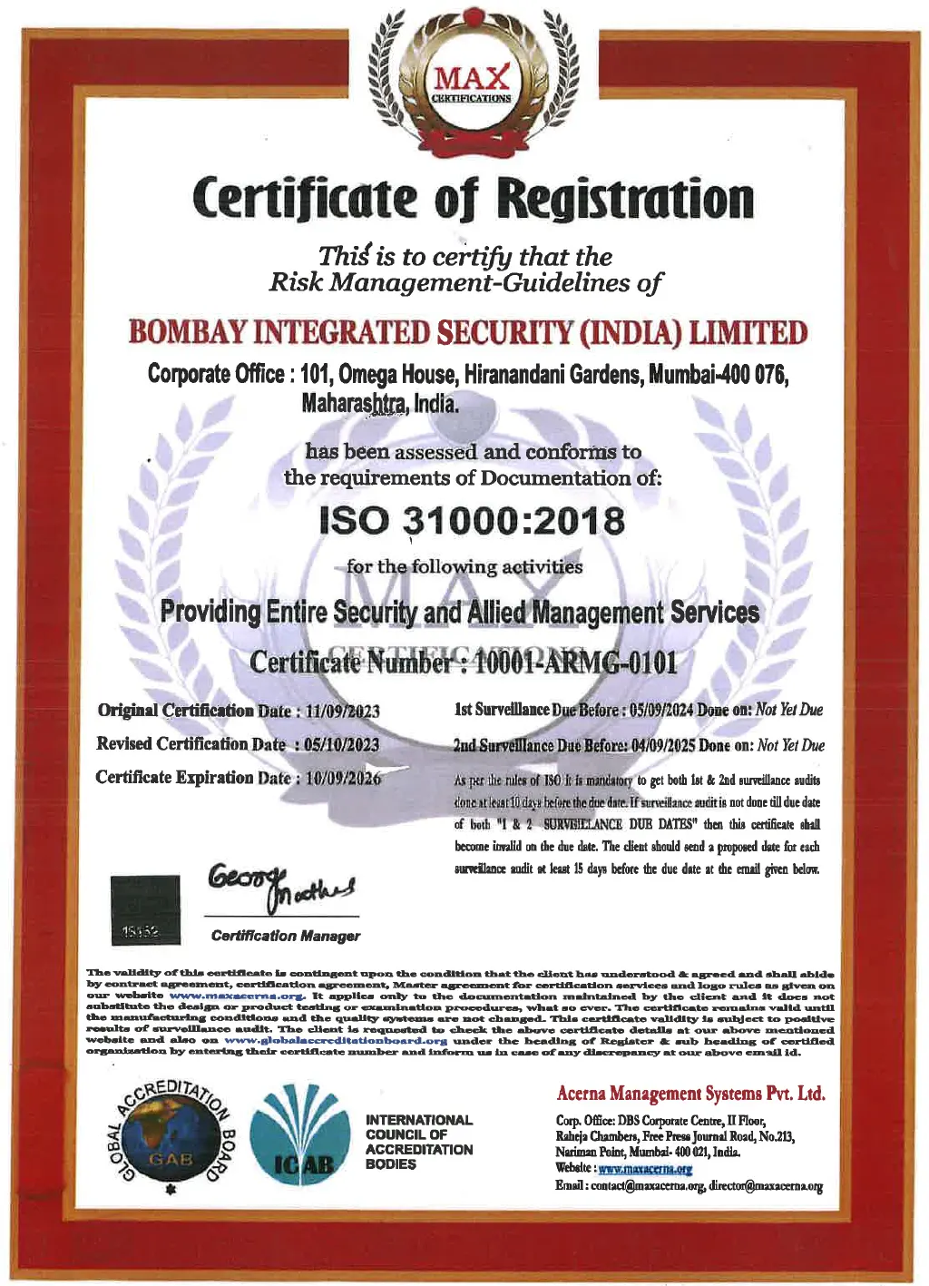 ISO Certificate